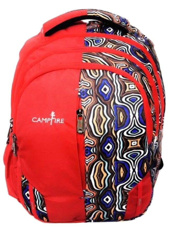 CAMPFIRE Fifty-Fifty Backpack 30 LTR Red Printed Backpack/Casual Bagpack/School Bag - Image 1