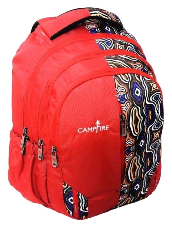 CAMPFIRE Fifty-Fifty Backpack 30 LTR Red Printed Backpack/Casual Bagpack/School Bag - Image 3