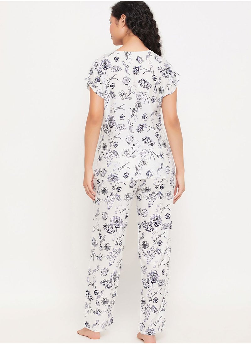 Clovia - Printed Top & Pyjama Set - Image 1