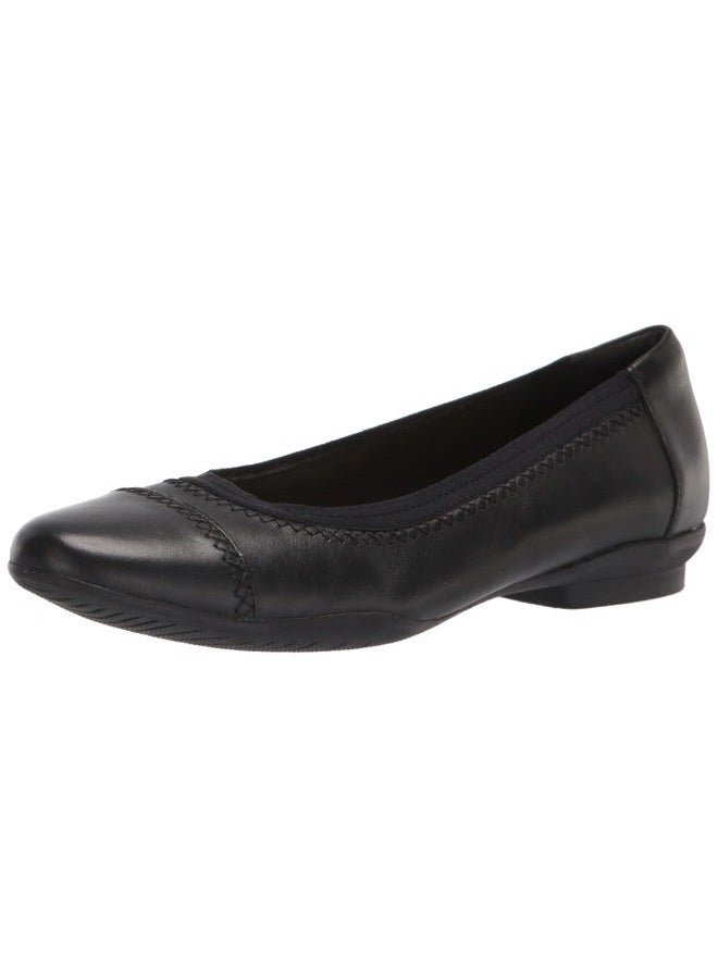 clarks Women's Sara Ballet Flat, Black Leather, 40 EU - Image 1