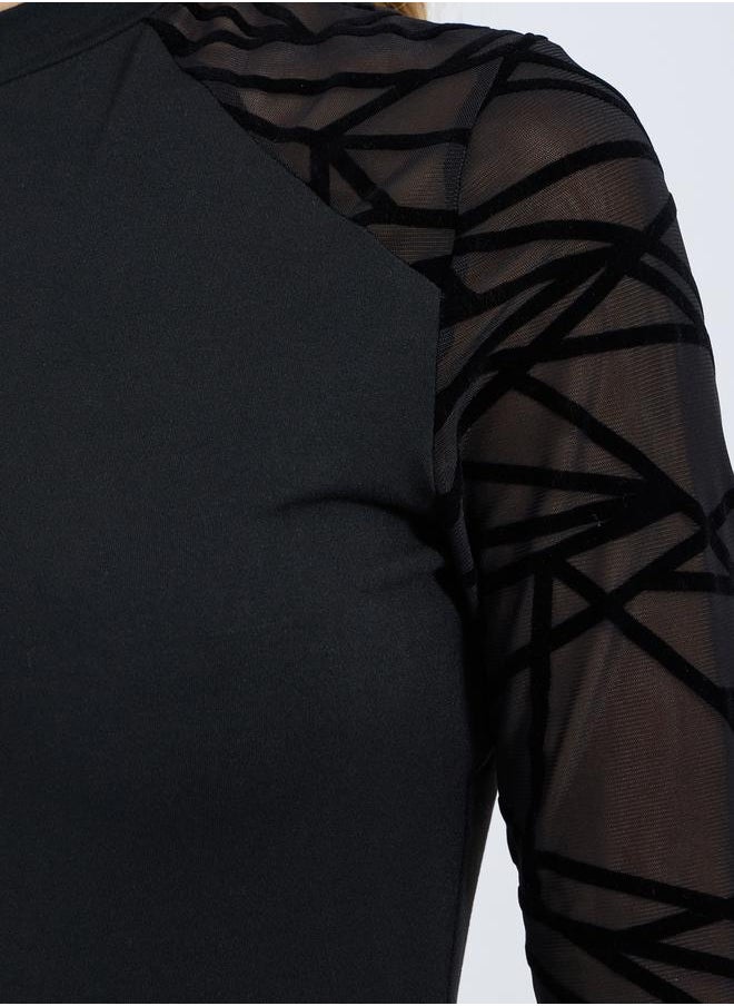 High Neck Knit Bodysuit with Mesh Sleeves - pzsku/Z305725B3E9990167C5C8Z/45/_/1734941420/e7e1bca7-0406-41f4-835f-4ad73c4b0986