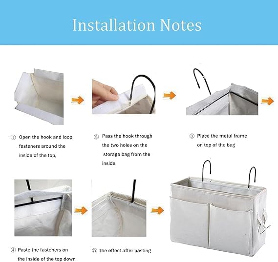 Swejos Swejos Bedside Caddy Bedside Hanging Storage Basket Bookshelf Nightstand Sofa Side Hanger Holder Bag Multi Function Organizer Caddy Bunk and Hospital Beds Dorm Rooms Bed Rails  - Image 4