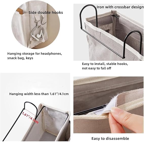 Swejos Swejos Bedside Caddy Bedside Hanging Storage Basket Bookshelf Nightstand Sofa Side Hanger Holder Bag Multi Function Organizer Caddy Bunk and Hospital Beds Dorm Rooms Bed Rails  - Image 3