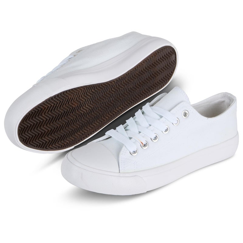 hello basics Canvas Shoes for Women Casual Low Top Women's Fashion Sneakers Slip on for Women (8, White) - Image 1