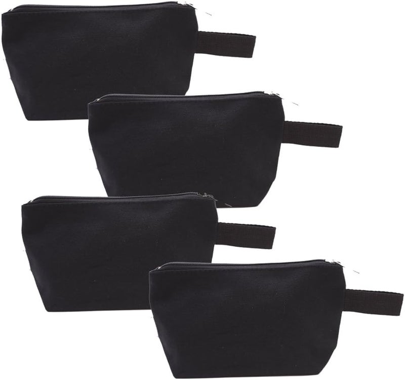 100% Cotton 16oz Heavy Duty Multi-Purpose Canvas Zipper Cosmetics Makeup Travel Toiletry Organizing Pouch 4-Pack