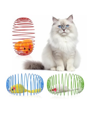 Cat Spring Balls, 3Pcs Stretchable Cat Springs Toys Interactive Caged Rats Rolling Cat Balls Spiral Crinkle Cat Toys Playful Coils Spring Toy for Kitten Cat Pet Indoor Play (Random Color) - pzsku/Z305734BE3B4B94AE9FF7Z/45/_/1709394852/96ea89da-67a9-4100-b144-c55b23a74748