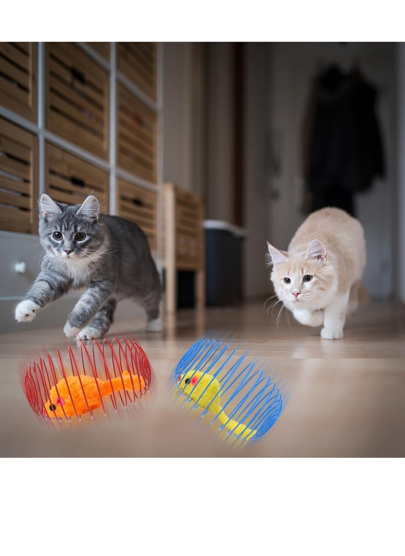 Cat Spring Balls, 3Pcs Stretchable Cat Springs Toys Interactive Caged Rats Rolling Cat Balls Spiral Crinkle Cat Toys Playful Coils Spring Toy for Kitten Cat Pet Indoor Play (Random Color)