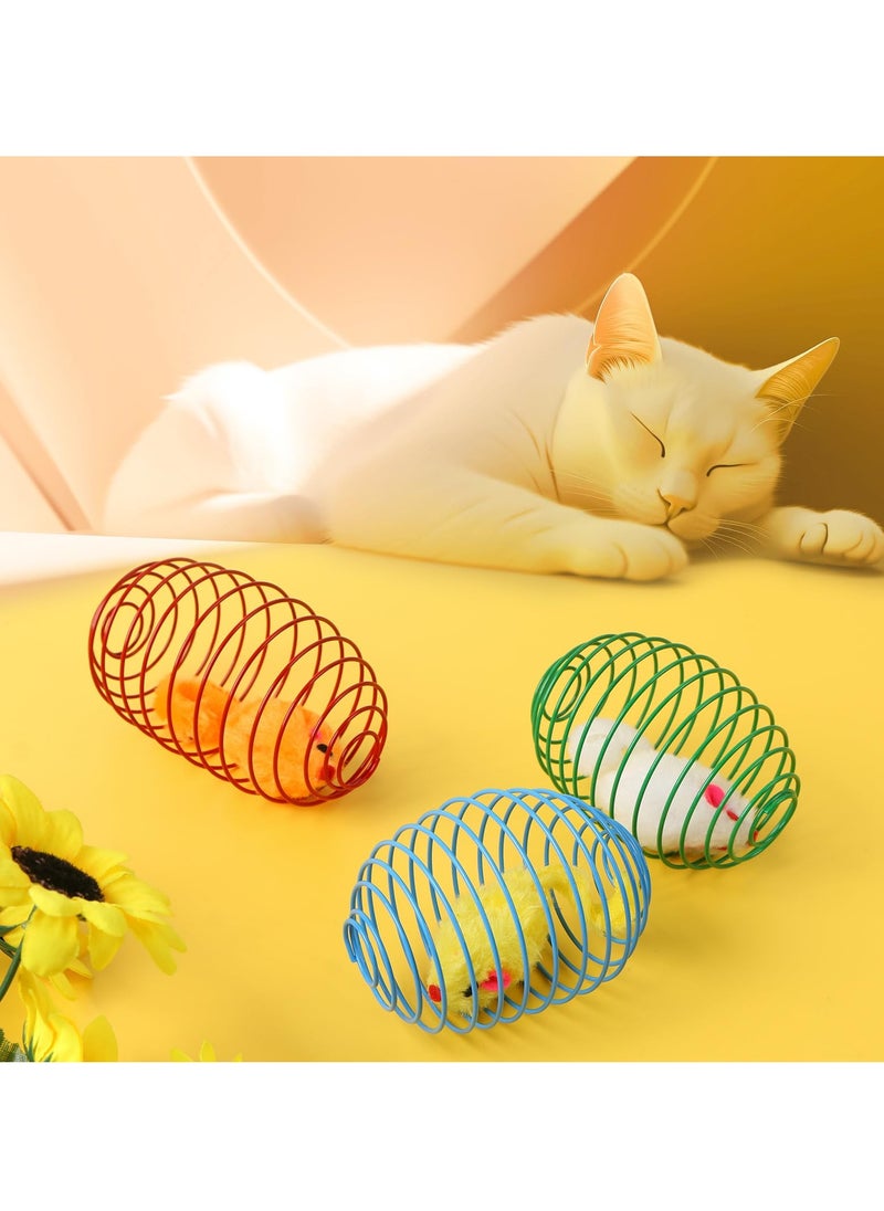 Cat Spring Balls, 3Pcs Stretchable Cat Springs Toys Interactive Caged Rats Rolling Cat Balls Spiral Crinkle Cat Toys Playful Coils Spring Toy for Kitten Cat Pet Indoor Play (Random Color)