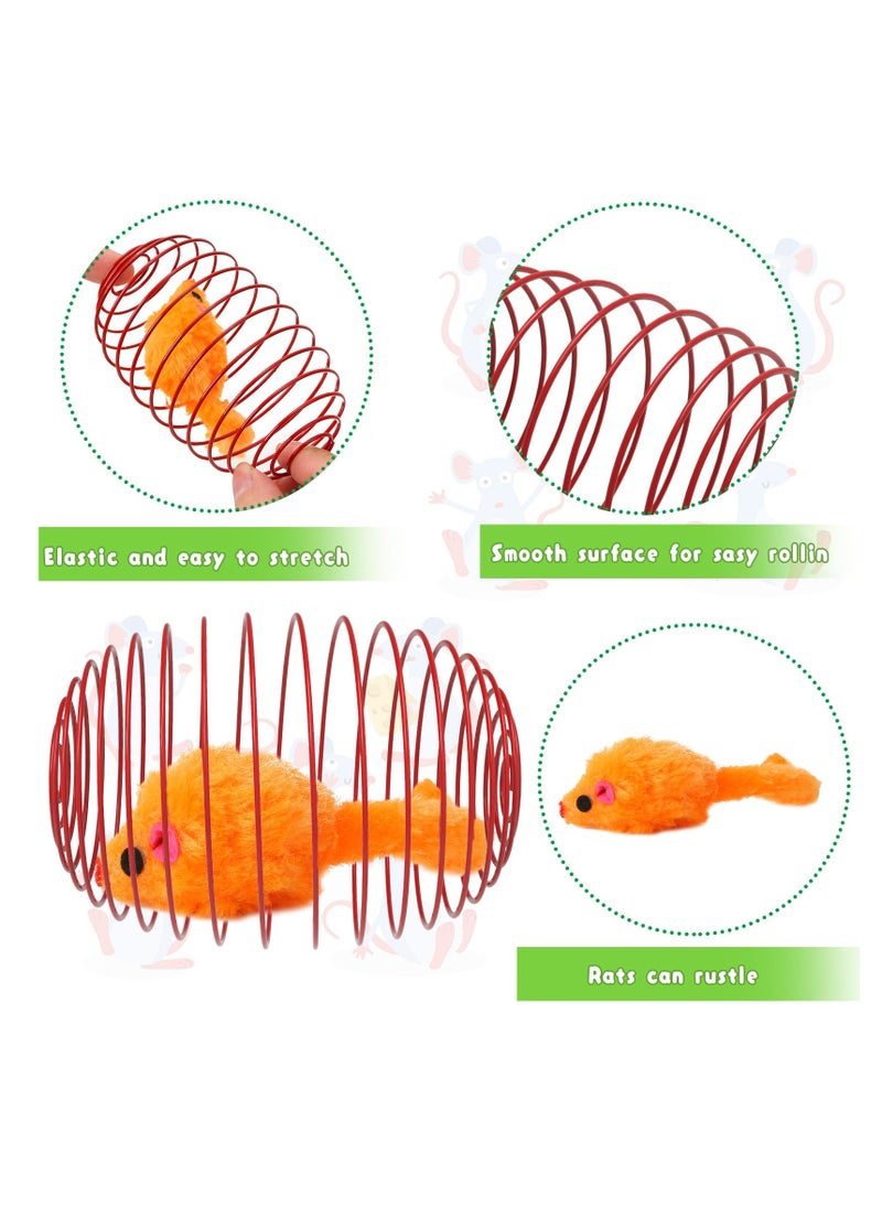Cat Spring Balls, 3Pcs Stretchable Cat Springs Toys Interactive Caged Rats Rolling Cat Balls Spiral Crinkle Cat Toys Playful Coils Spring Toy for Kitten Cat Pet Indoor Play (Random Color)