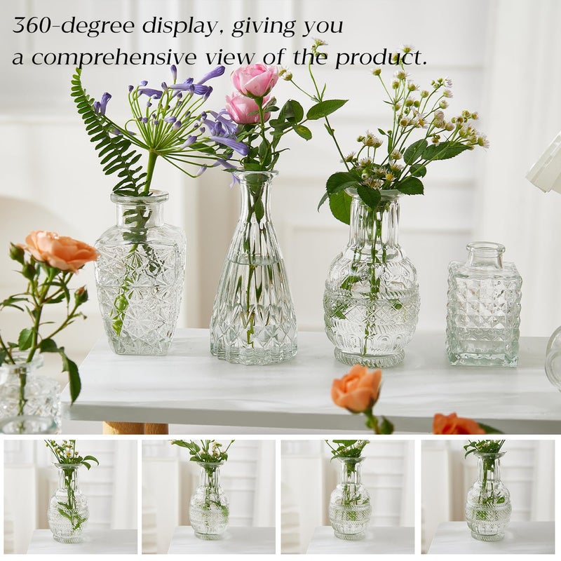 Ulodimi Glass Bud Vase Set of 20 - Small Vases for Flowers in Bulk - Assorted Vintage Crystal Vases for Flowers, Table Centerpieces (Clear, 20 Pcs) - Image 4