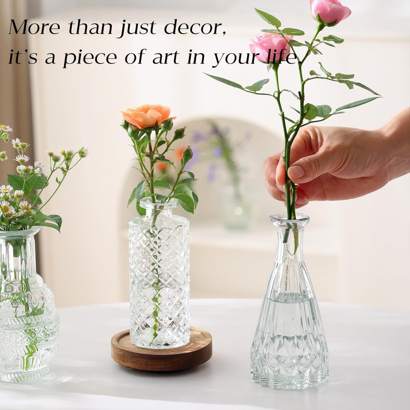 Ulodimi Glass Bud Vase Set of 20 - Small Vases for Flowers in Bulk - Assorted Vintage Crystal Vases for Flowers, Table Centerpieces (Clear, 20 Pcs) - Image 2
