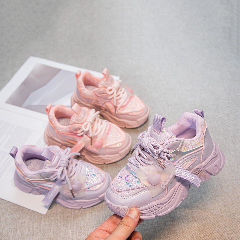 Girls' Shoes For Autumn 2024, Children'S Princess Sneakers, Fashionable Soft-Soled Shoes For Girls, Versatile Height-Increasing Dad Shoes For Older Kids - Image 2
