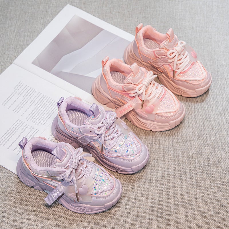 Girls' Shoes For Autumn 2024, Children'S Princess Sneakers, Fashionable Soft-Soled Shoes For Girls, Versatile Height-Increasing Dad Shoes For Older Kids - Image 3