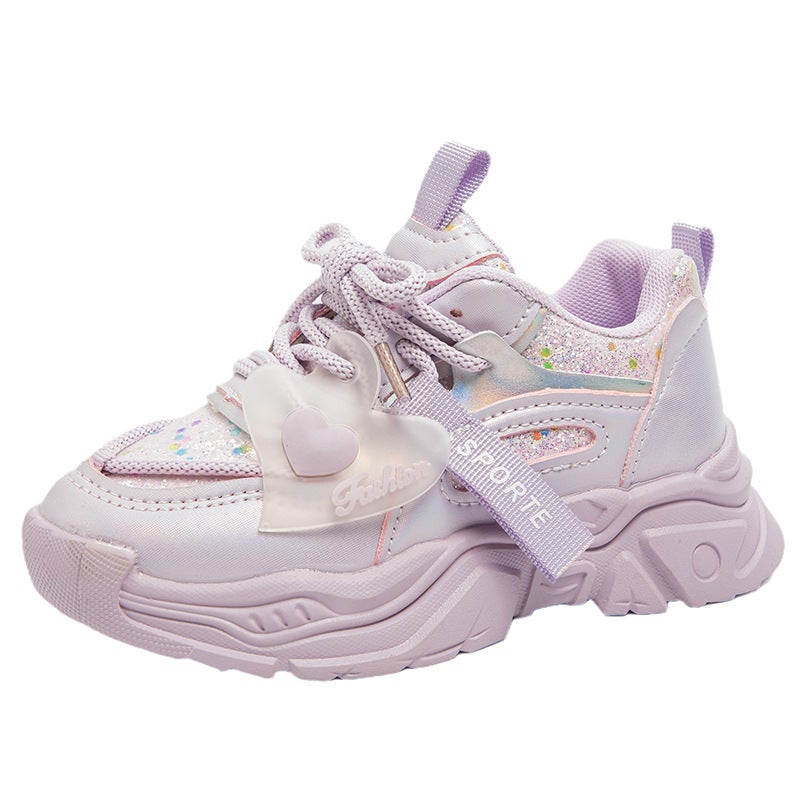 Girls' Shoes For Autumn 2024, Children'S Princess Sneakers, Fashionable Soft-Soled Shoes For Girls, Versatile Height-Increasing Dad Shoes For Older Kids - Image 5