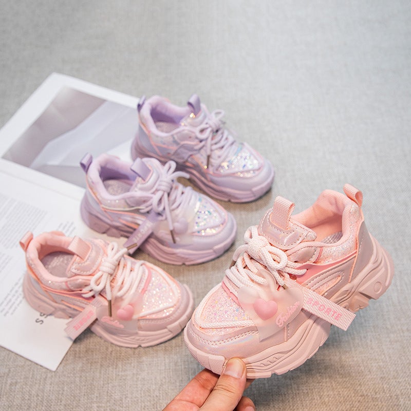 Girls' Shoes For Autumn 2024, Children'S Princess Sneakers, Fashionable Soft-Soled Shoes For Girls, Versatile Height-Increasing Dad Shoes For Older Kids - Image 4