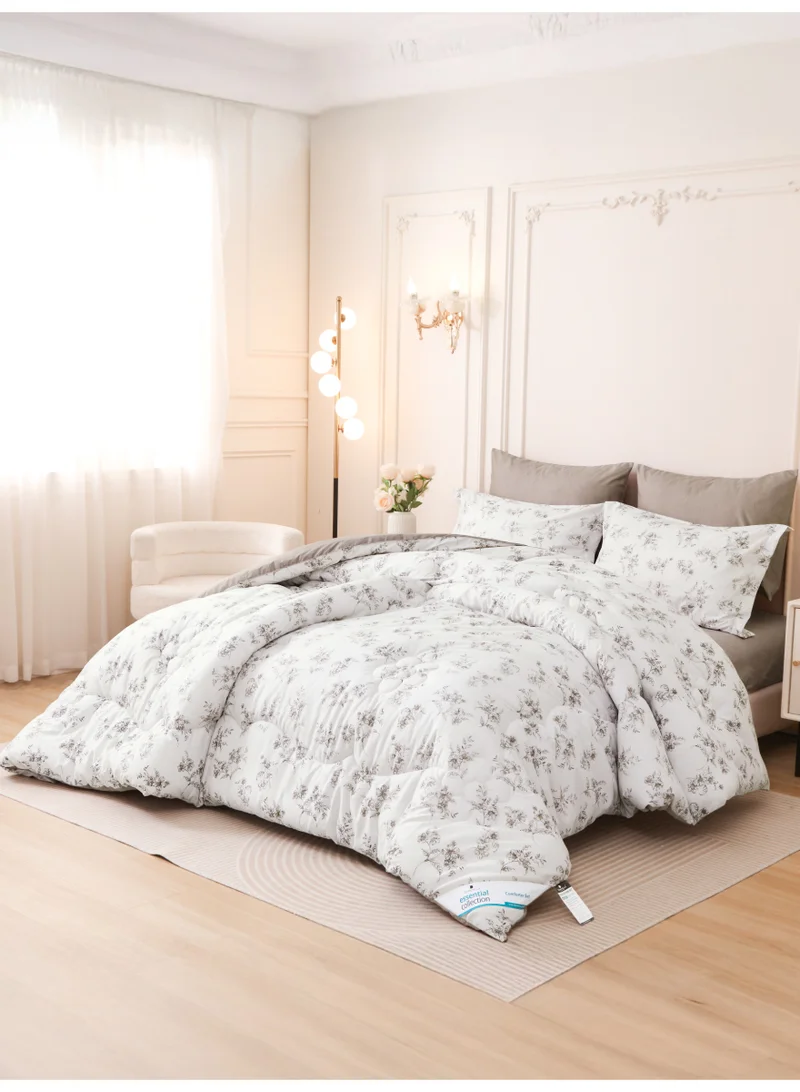 Donetella 6-Pcs Printed King Comforter Set | Fits 200x200 cm Size Bed | Soft Brushed Microfiber | Reversible Printed Comforter | 350 GSM Down Alternative Fill