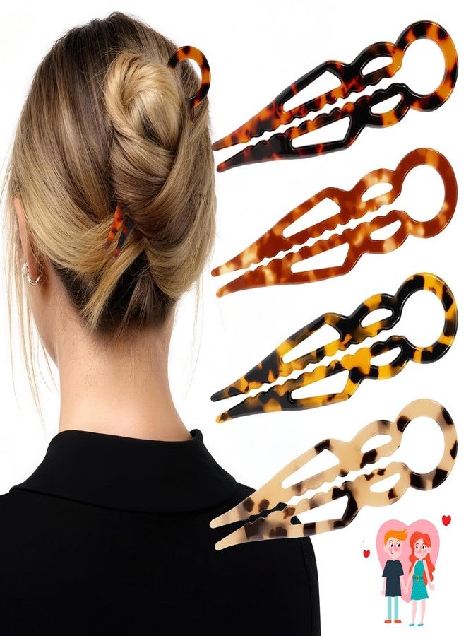 Tiefebene 4PCS Prestige French Hair Pins for Women - Tortoise Shell Hair Pin for Updos Chignons & Buns - Acetate French Twist Pin, Strong Hold Hair Clips All-Day, Elegant Styling for All Hair Types - Image 1
