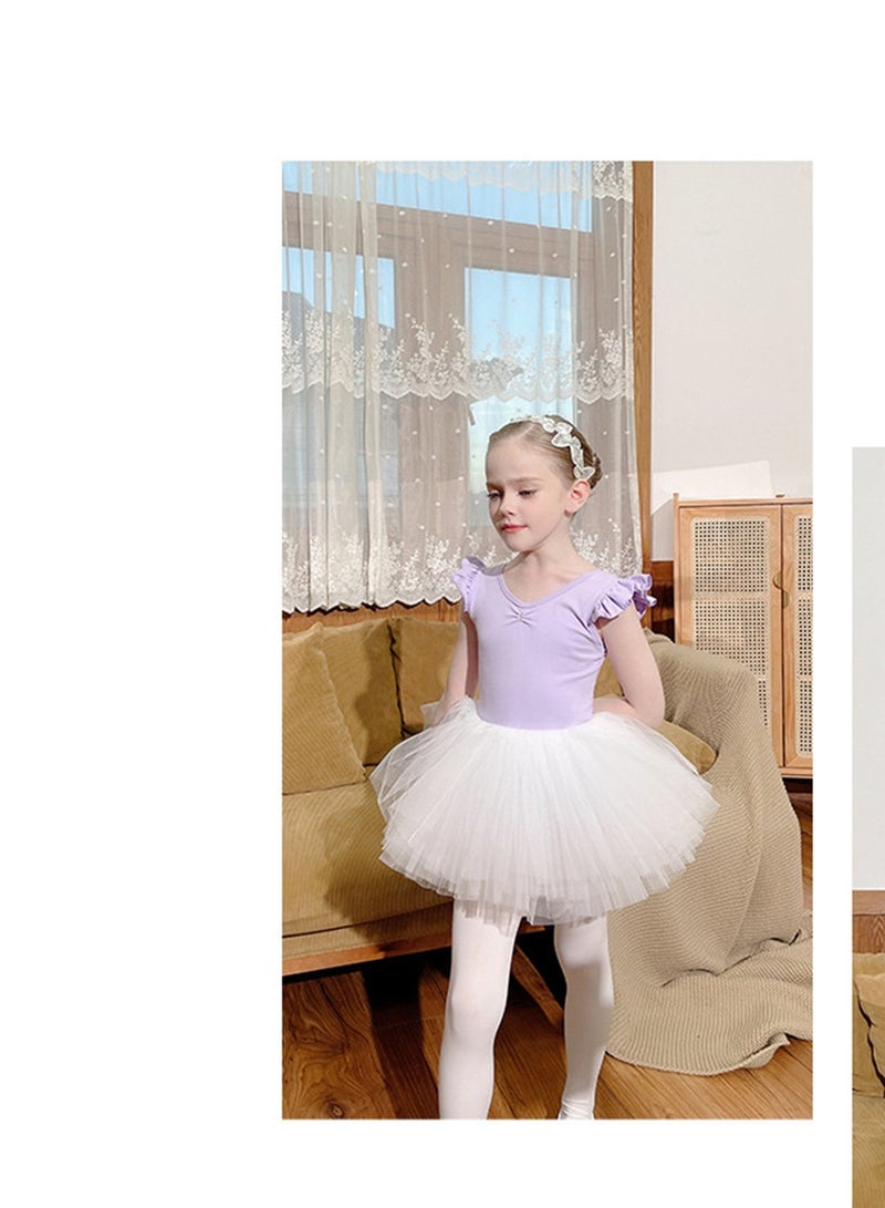 Loquat Squality Children's Dance Dress Training Dress Pure Cotton Ballet Dancing Dress For Children Purple  - Image 1