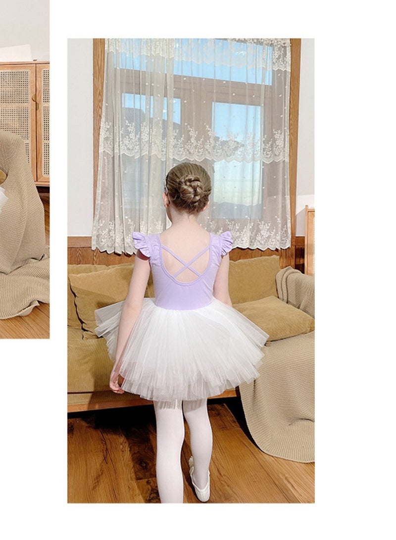 Loquat Squality Children's Dance Dress Training Dress Pure Cotton Ballet Dancing Dress For Children Purple  - Image 2