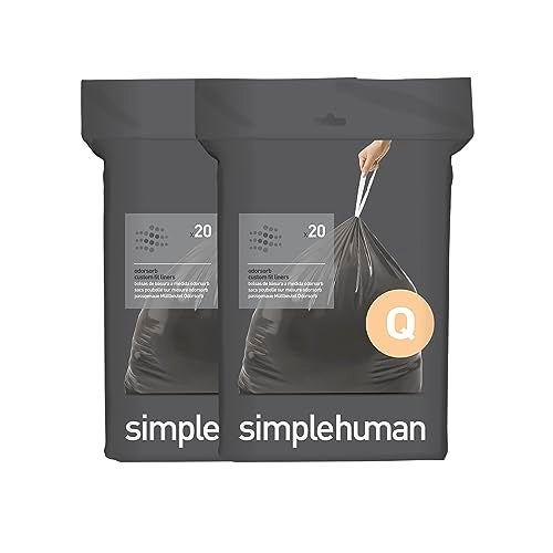 simplehuman Code Q 40 Count, Genuine Odorsorb Custom Fit Liners, Drawstring Odor Absorbing Trash Bags in Dispenser Packs, 50-65 Liter / 13-17 Gallon - Image 1