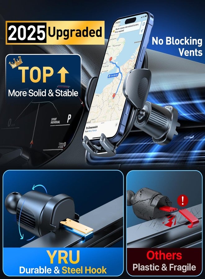 YRU [2025 True Military-Grade] Phone Mount for Car 【80+LBS Strongest Suction】 360° Rotation Car Phone Holder for Dashboard Windshield Vent Desk, Truck Stand for iPhone 17 16 Pro Max Samsung, Black - Image 3