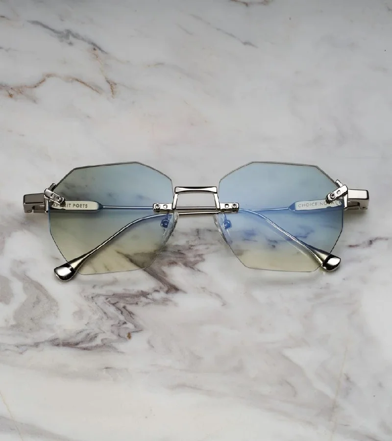 Explicit Poets Explicit Poets Unisex Nova Silver-Gradient Green Stylish Sunglasses, A23EP3