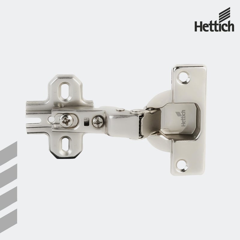 Hettich مفصلة خزانة ناعمة الإغلاق 9.5K مع لوحة تركيب، 4 ثقوب نصف تغطية، مطلية بالنيكل، فتح 95°، للألواح من 14-25 مم، عبوة من 5 (10 مفصلات) - Image 5