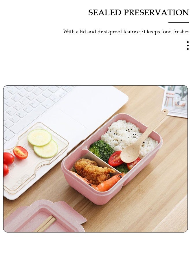 DUNISO Wheat Straw Microwave Compatible Lunch Box With Cutlery Healthy Food Container - Image 4