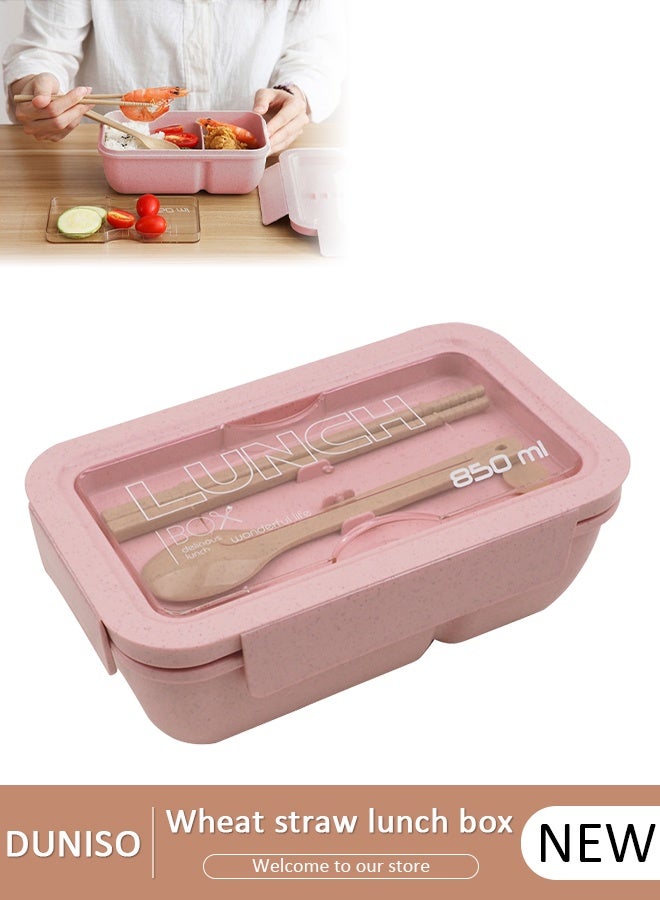 DUNISO Wheat Straw Microwave Compatible Lunch Box With Cutlery Healthy Food Container - Image 1