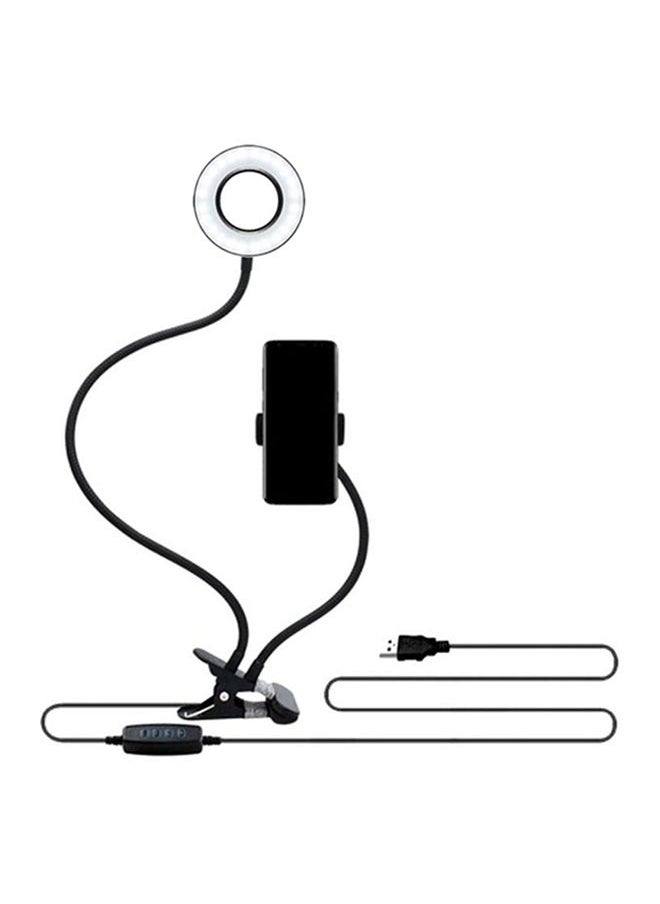 TIGER Universal Selfie Ring Light with Flexible Mobile Phone Holder – Black, 65x9cm, Adjustable Stand, Perfect for Video Calls, Makeup, Streaming, and Photography, USB Powered, Ideal for Smartphones - Image 1