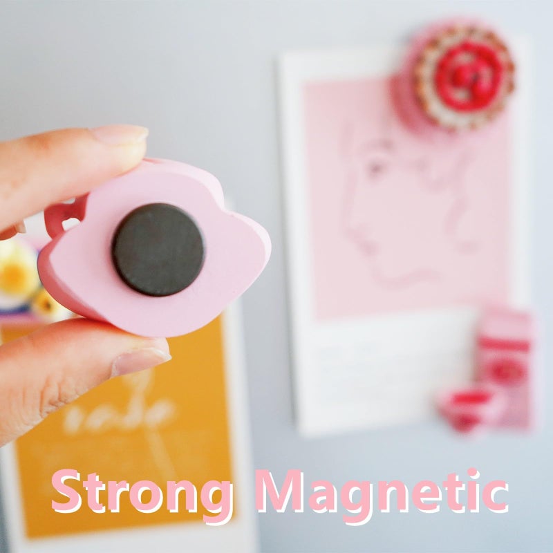 Bonilve Cute Pink Aesthetics Kitchen Refrigerator Magnets â€“ 4 Pcs Strong Magnetic Hand-Painted Decor, Eco-Resin Magnets for Fridge, Office & Classroom for Women & Pink Lovers - Image 4
