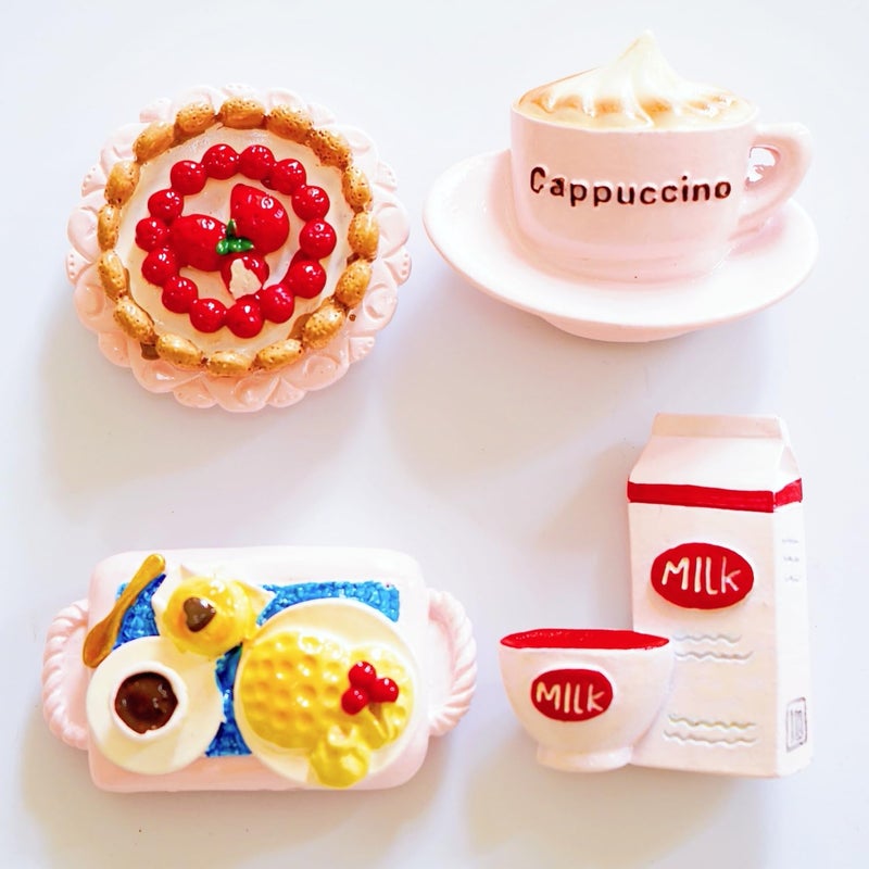 Bonilve Cute Pink Aesthetics Kitchen Refrigerator Magnets â€“ 4 Pcs Strong Magnetic Hand-Painted Decor, Eco-Resin Magnets for Fridge, Office & Classroom for Women & Pink Lovers - Image 1