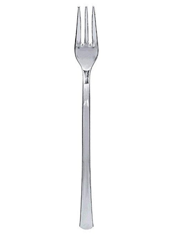 Amscan Elegant Silver Mini Forks - 4" (30-Pack) - Perfect for Desserts & Tasting Parties - Sturdy & Reusable, Stand-Out Tableware Accessory - Image 1