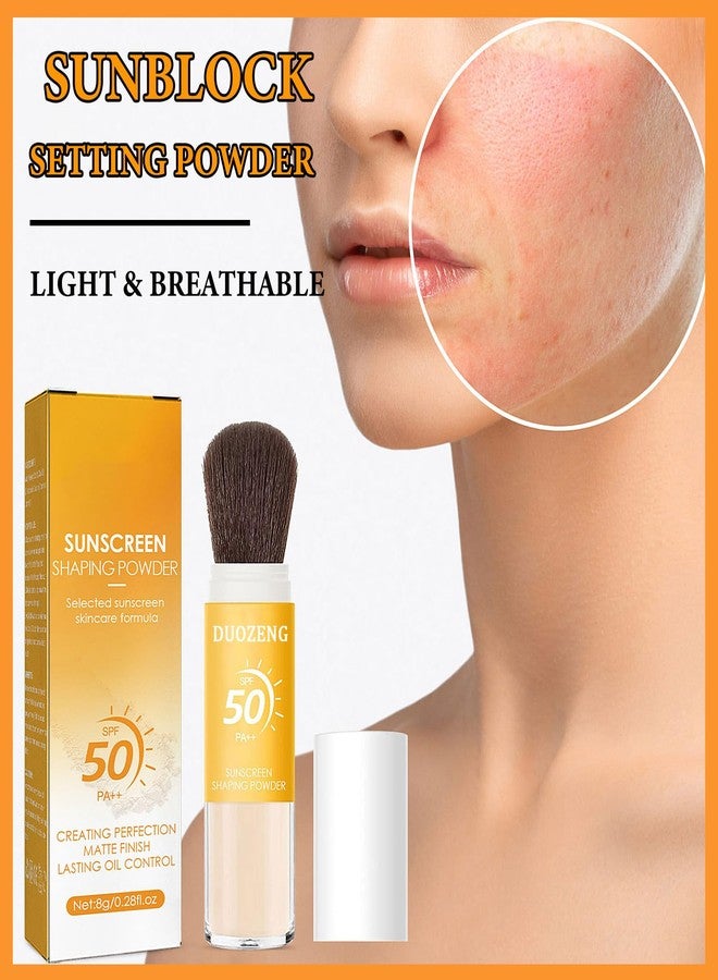 DuoZeng Sunscreen Setting Powder,Brush Setting Makeup SPF 50 PA++ for All Skin,Moisturizing & Lightweight Loose Face Powder with Sunscreen Brush,Soft Matte Finish Long Lasting Oil Control Make up(2 Pcs) - Image 2