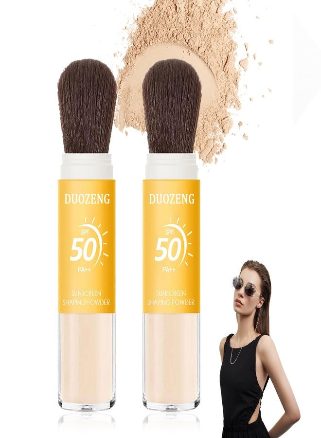 DuoZeng Sunscreen Setting Powder,Brush Setting Makeup SPF 50 PA++ for All Skin,Moisturizing & Lightweight Loose Face Powder with Sunscreen Brush,Soft Matte Finish Long Lasting Oil Control Make up(2 Pcs) - Image 1