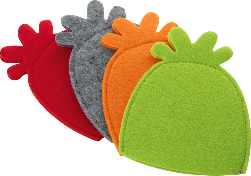 Fackelmann 4 Piece 4.9 x 3.9" Felt Egg Warmer, Red/Green/Gray/Orange - Image 1
