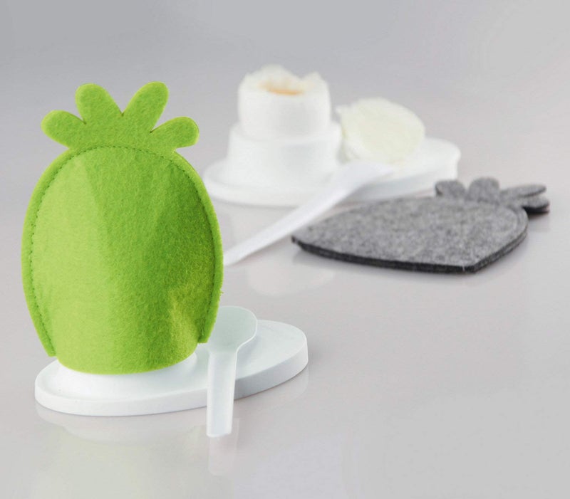 Fackelmann 4 Piece 4.9 x 3.9" Felt Egg Warmer, Red/Green/Gray/Orange - Image 2