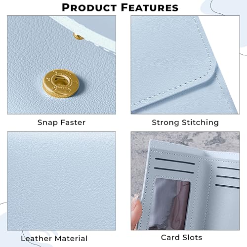 Kraptick Women's Wallet -Stylish and Compact Purse Clutch Wallet for Women, Stylish Card Coin Holder, Debit Card Holder, Money Organizer and Travel Wallet for Women with 7 Slots (Light Blue) - Image 4