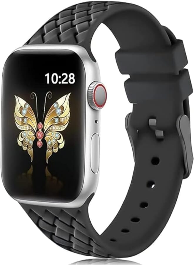 Next Next store Woven Pattern Silicone Strap Compatible with Apple Watch (41mm Series 7) 38mm/40mm/41mm/Series 1/2/3/4/5/6/SE, with Wrist Size 38mm/40mm/41mm