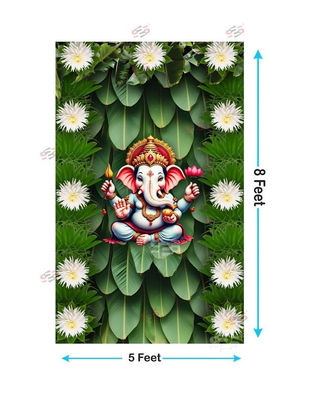 S2S قماش خلفية بهرما كمال لتزيين البوجا التقليدي، قماش تزيين خلفية | قماش ستائر لجميع المهرجانات والفعاليات والمناسبات - (5 × 8 قدم) - Image 2