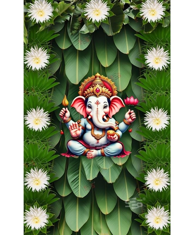 S2S قماش خلفية بهرما كمال لتزيين البوجا التقليدي، قماش تزيين خلفية | قماش ستائر لجميع المهرجانات والفعاليات والمناسبات - (5 × 8 قدم) - Image 1