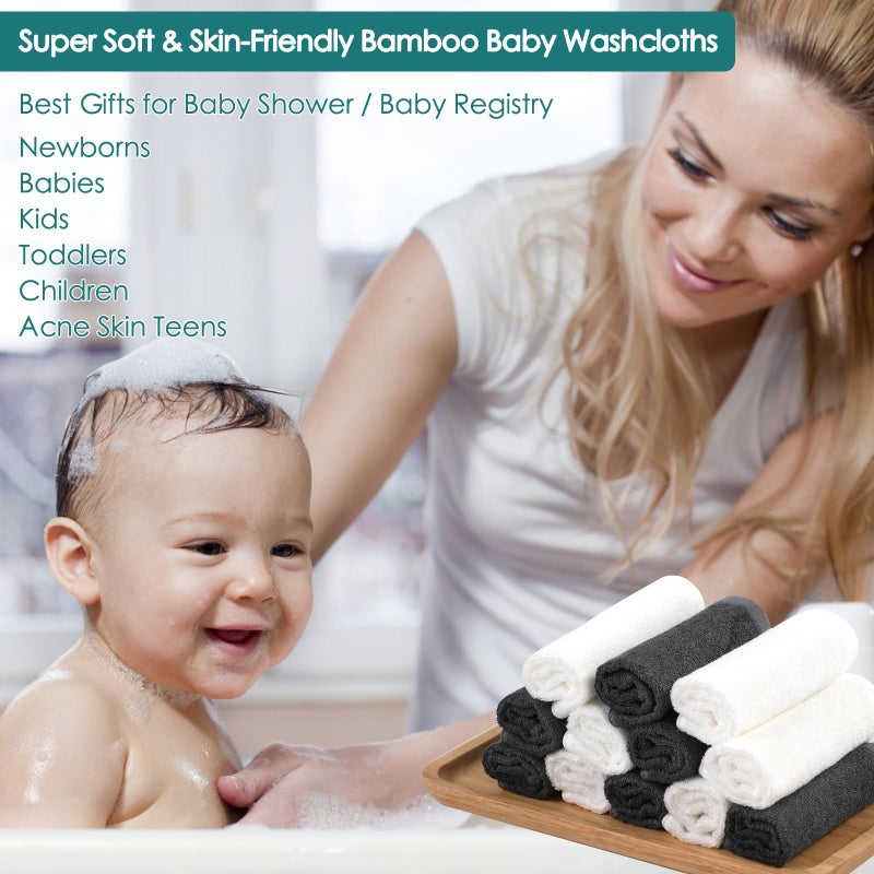JEFFSUN Baby Washcloths 12 Pack, 10x10 inch Heavenly Soft Wash Cloths for Face and Body, Gentle & Safe White Face Towels on Sensitive Skin, Baby Essentials Bath Shower Gifts for Infant Kid Toddler Children - Image 5