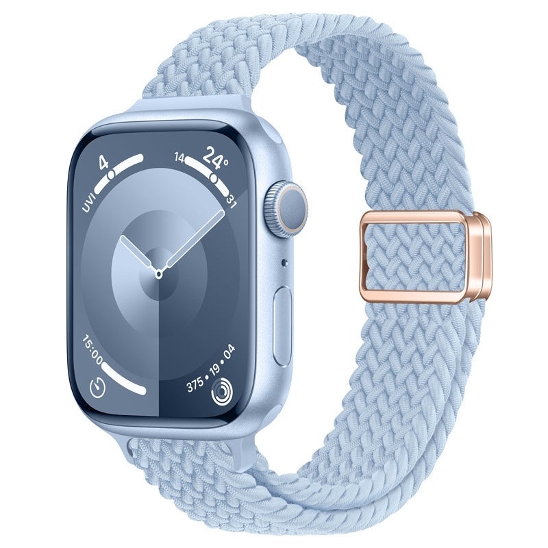 CHOiCE For Watch Series 7 45mm Slim Magnetic Buckle Nylon Braided Watch Band(Light Blue) - Image 1