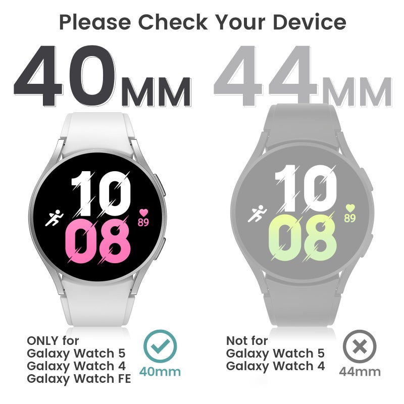 Tensea [2Pack for Samsung Galaxy Watch FE 2024/5 2022/4 2021 Screen Protector Case 40mm Accessories, Protective Face Cover Built-in Tempered Glass Film Bumper Case (40mm, Gold) - Image 2