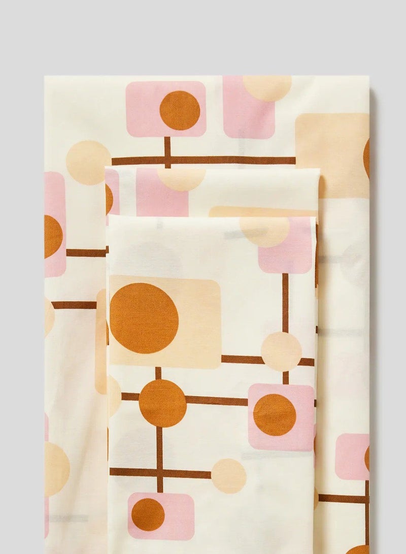 RISHAHOME 3-Piece Printed 180 TC Cotton Fitted Bedsheet Set King Size, Premium Collection (1 Bedsheet + 2 Pillow Cases) Russet - Image 3