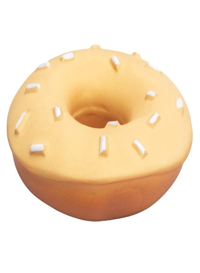 Tikiri Donut Baby Teether & Rattle - 1 inch Organic Natural Rubber Toy | 2-in-1 Infant Teething Relief & Gentle Rattle | Safe Non-Toxic Baby Toy & Pretend Play Food from My First TIKIRI Bakery Collection - Image 1