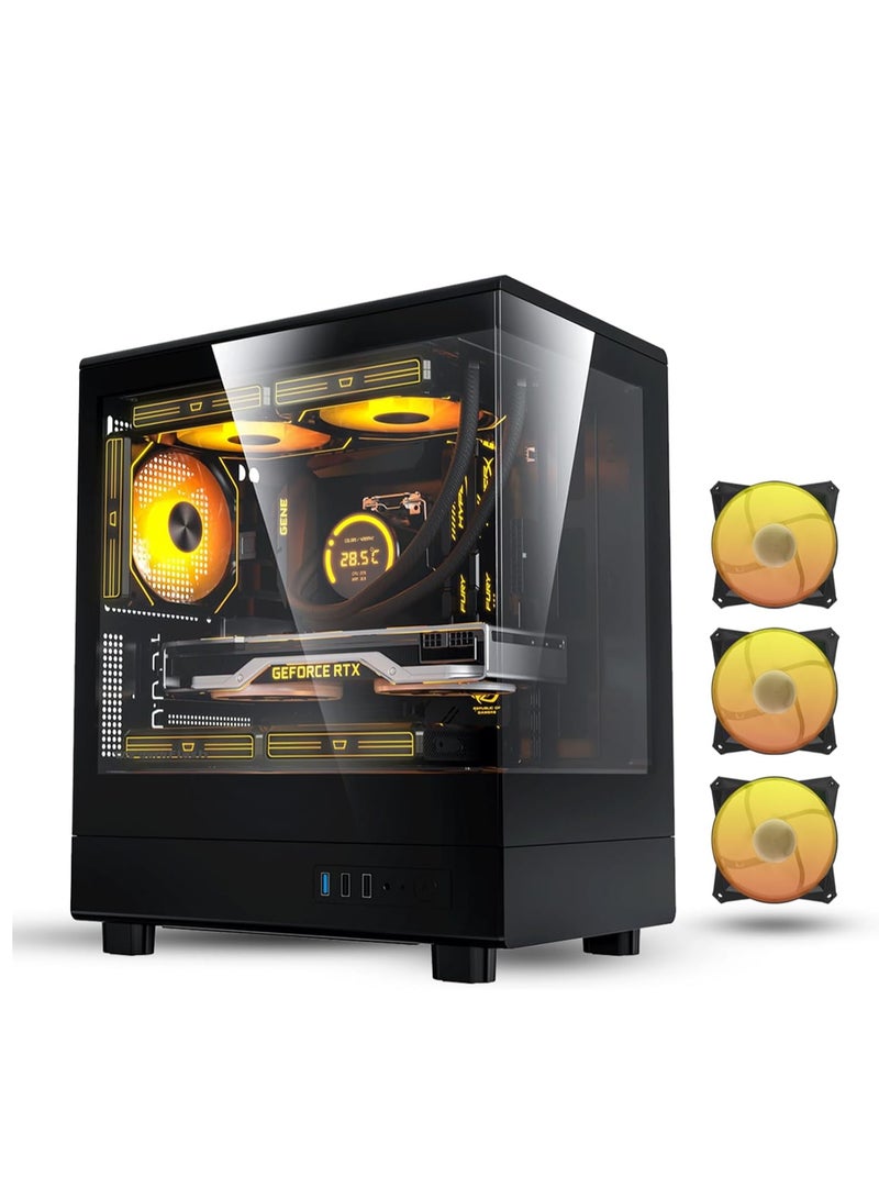 DarkFlash Darkflash DB330M Tempered Glass M-ATX/ITX Gaming PC Case with Pre-Installed 3 * 120MM ARGB Fans, 270 Degree Panoramic Design, Supports up to 240MM Radiator, USB 3.0, 2*SSD Slots Gaming Case (Black) - Image 1
