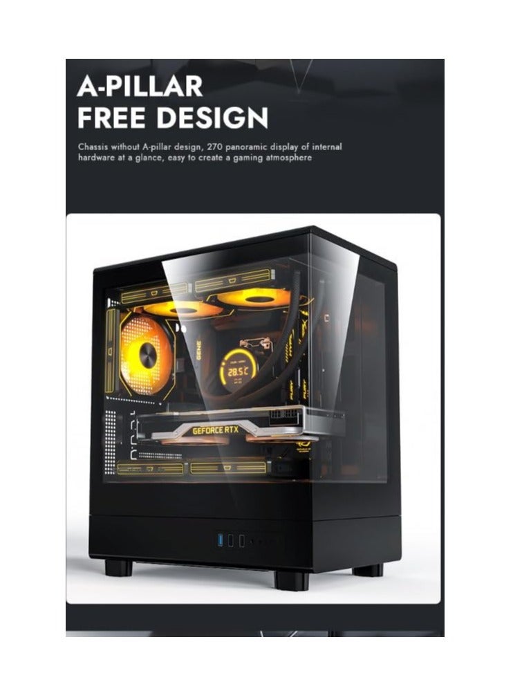 DarkFlash Darkflash DB330M Tempered Glass M-ATX/ITX Gaming PC Case with Pre-Installed 3 * 120MM ARGB Fans, 270 Degree Panoramic Design, Supports up to 240MM Radiator, USB 3.0, 2*SSD Slots Gaming Case (Black) - Image 3