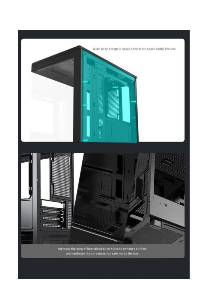 DarkFlash Darkflash DB330M Tempered Glass M-ATX/ITX Gaming PC Case with Pre-Installed 3 * 120MM ARGB Fans, 270 Degree Panoramic Design, Supports up to 240MM Radiator, USB 3.0, 2*SSD Slots Gaming Case (Black) - Image 5