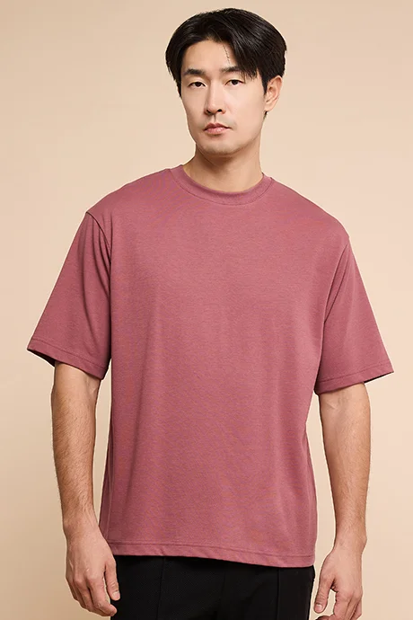 R&B Solid T-Shirt with Crew Neck and Short Sleeves